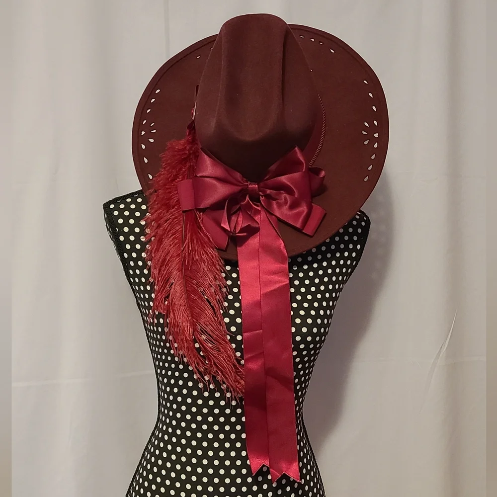 Hat She's A Lady Nancy Hughes Hat Co. 100% Wool Dark Burgundy